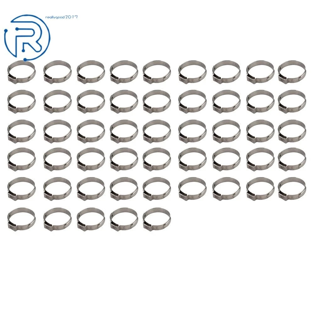 100 Piece 1" Stainless Steel Clamp Cinch Ring Fitting for Tubing