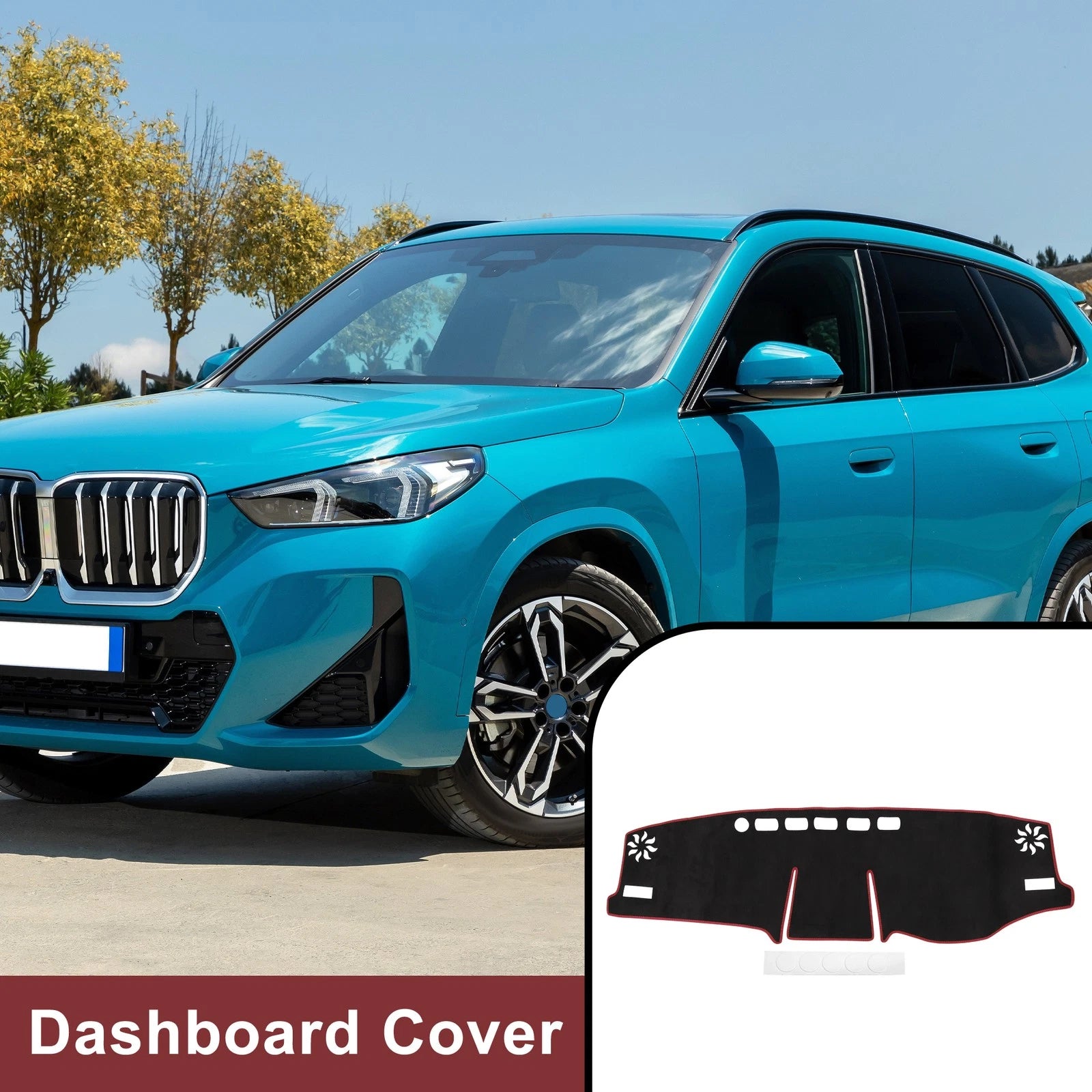 Dashboard Cover Mat for Toyota RAV4 (2019–2021) Sun Protector Black Red
