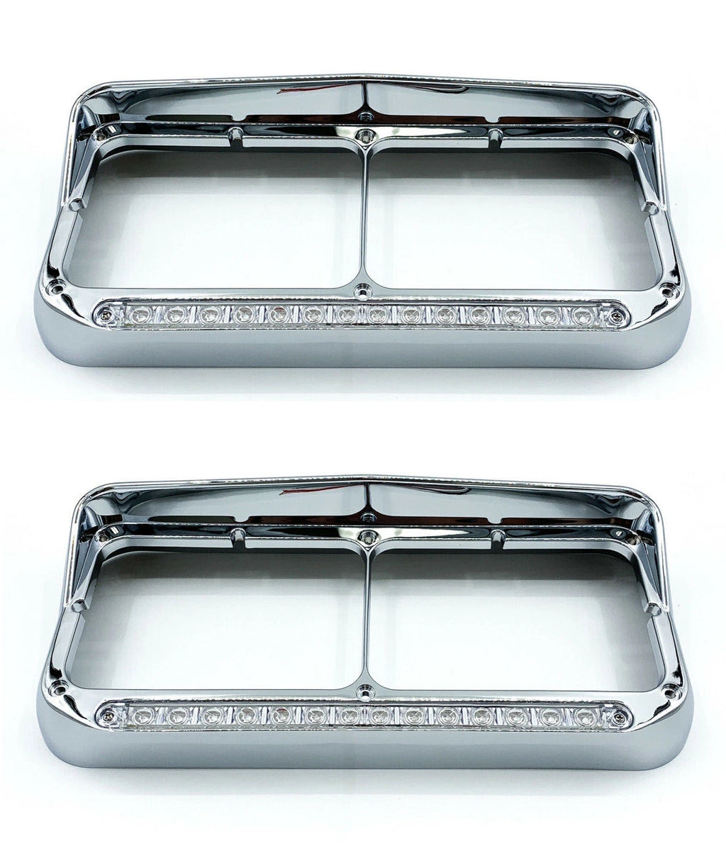 Headlight Visor Bezels Front Pair with Amber LED for Chrome 4x6 (1990–1999)