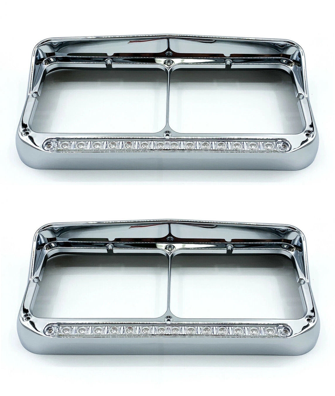 Headlight Visor Bezels Front Pair with Amber LED for Chrome 4x6 (1990–1999)