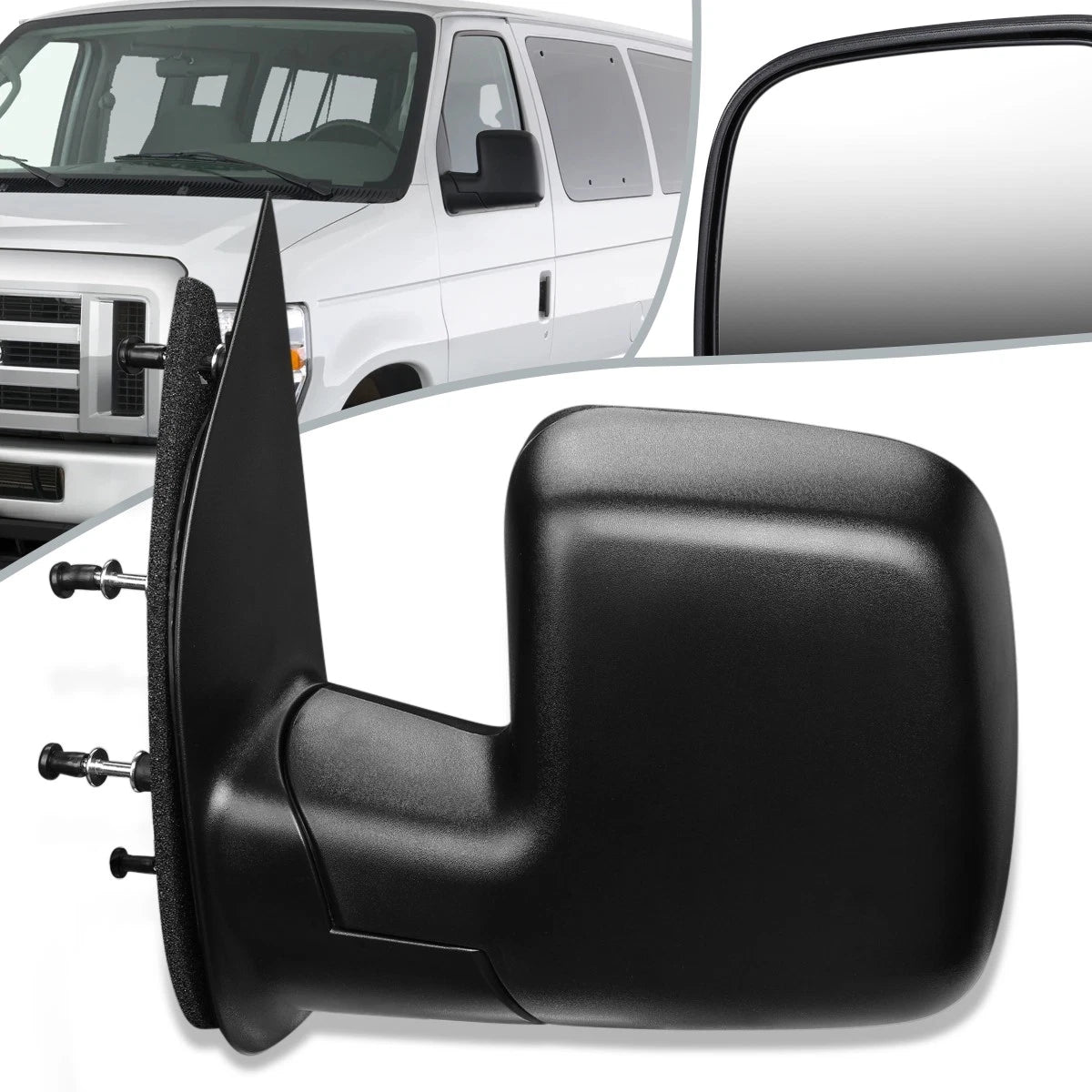 Manual Side Door Mirror Left for Ford E150 E250 E350 (2008–2009) FO1320337