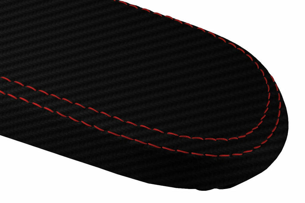 Carbon Fiber Console Lid Cover for VW Jetta Vento (1999–2004) Red Stitch