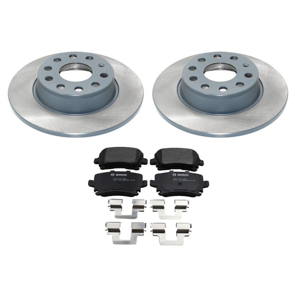 Set of 4 DuraGo Rear Rotors & Bosch QuietCast Pads for Audi A3 Eos Golf (2006–2016)