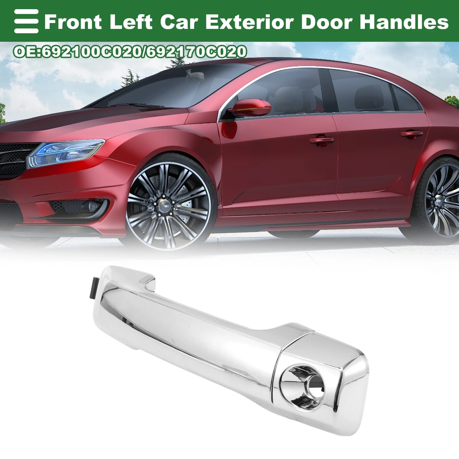 Front Left Door Handle No. 692100C020 for Toyota Tundra (2007–2021) Silver Tone
