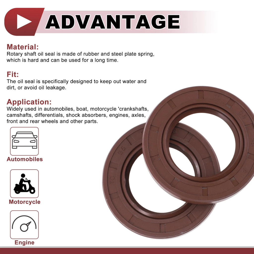 2X Oil Seal Rotary Shaft Seal FKM Rubber 35x58x8mm for Various Models 