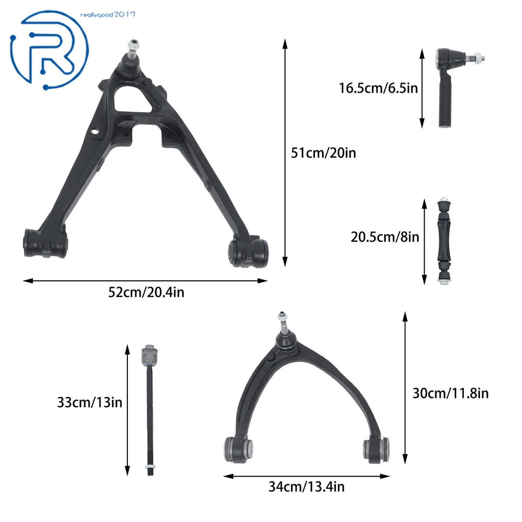 Set of 12 Front Upper Lower Control Arm Tie Rods for Chevy Silverado GMC Sierra 1500