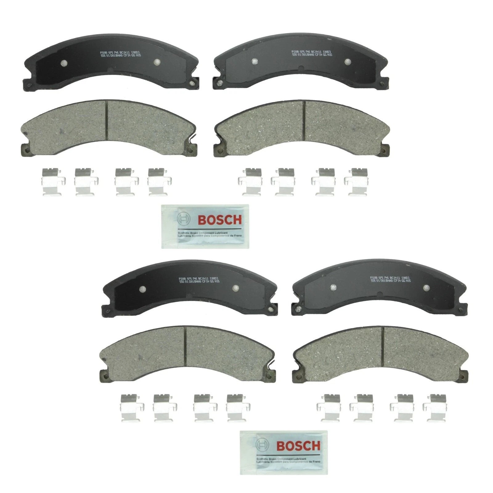 Set of 4 Bosch Ceramic Brake Pads for Silverado Sierra 2500 3500 HD (2001–2023)