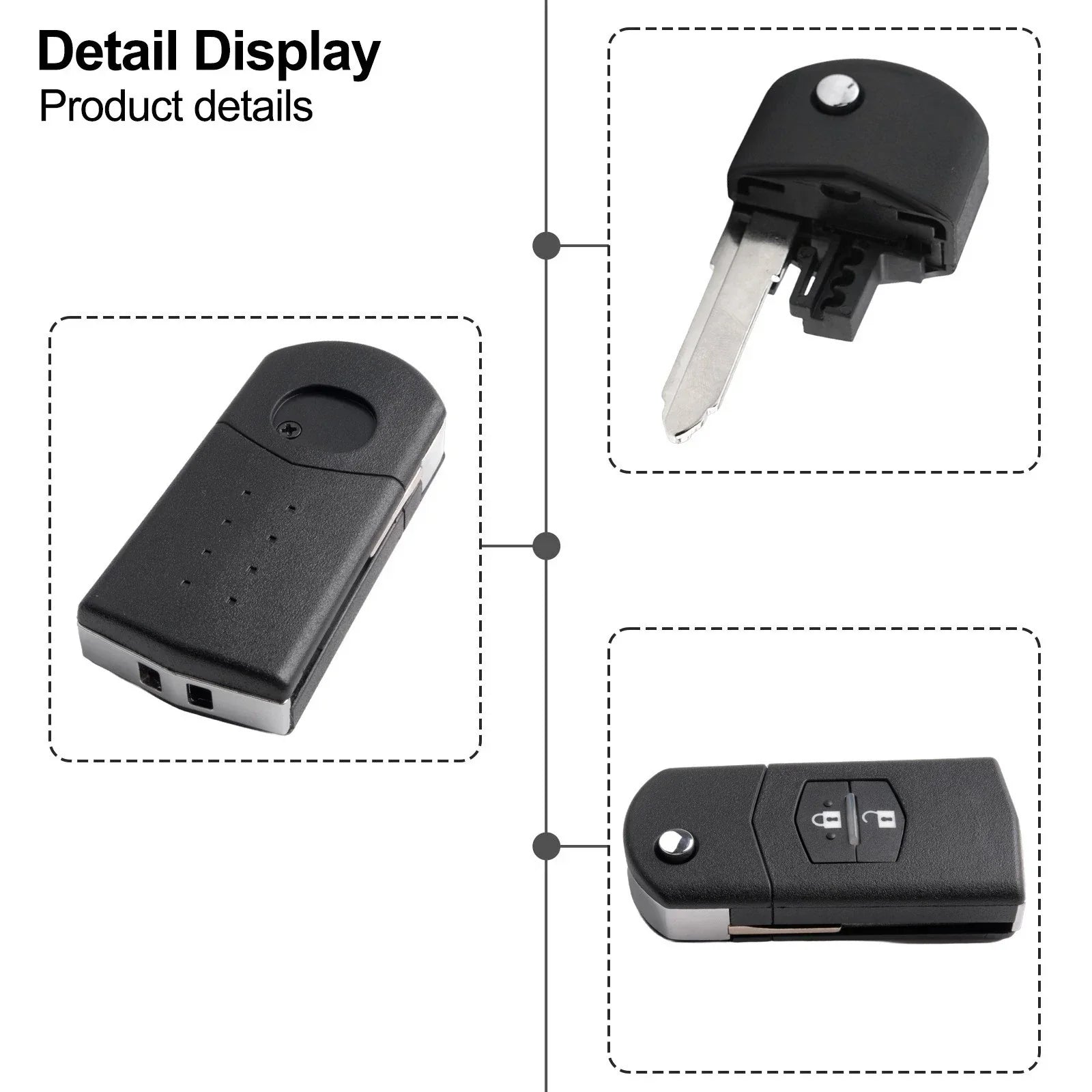 Key Shell 2 x Keys Fob Case Internals