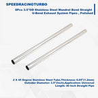 8Pcs 3.5" OD Stainless Steel Mandrel Bend Exhaust Pipes for Universal