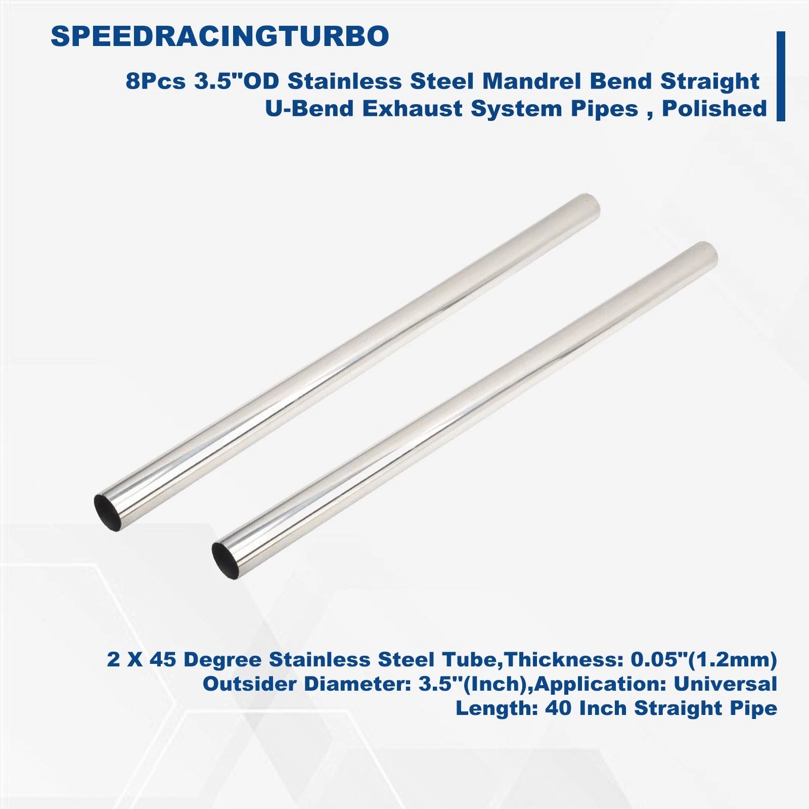 8Pcs 3.5" OD Stainless Steel Mandrel Bend Exhaust Pipes for Universal