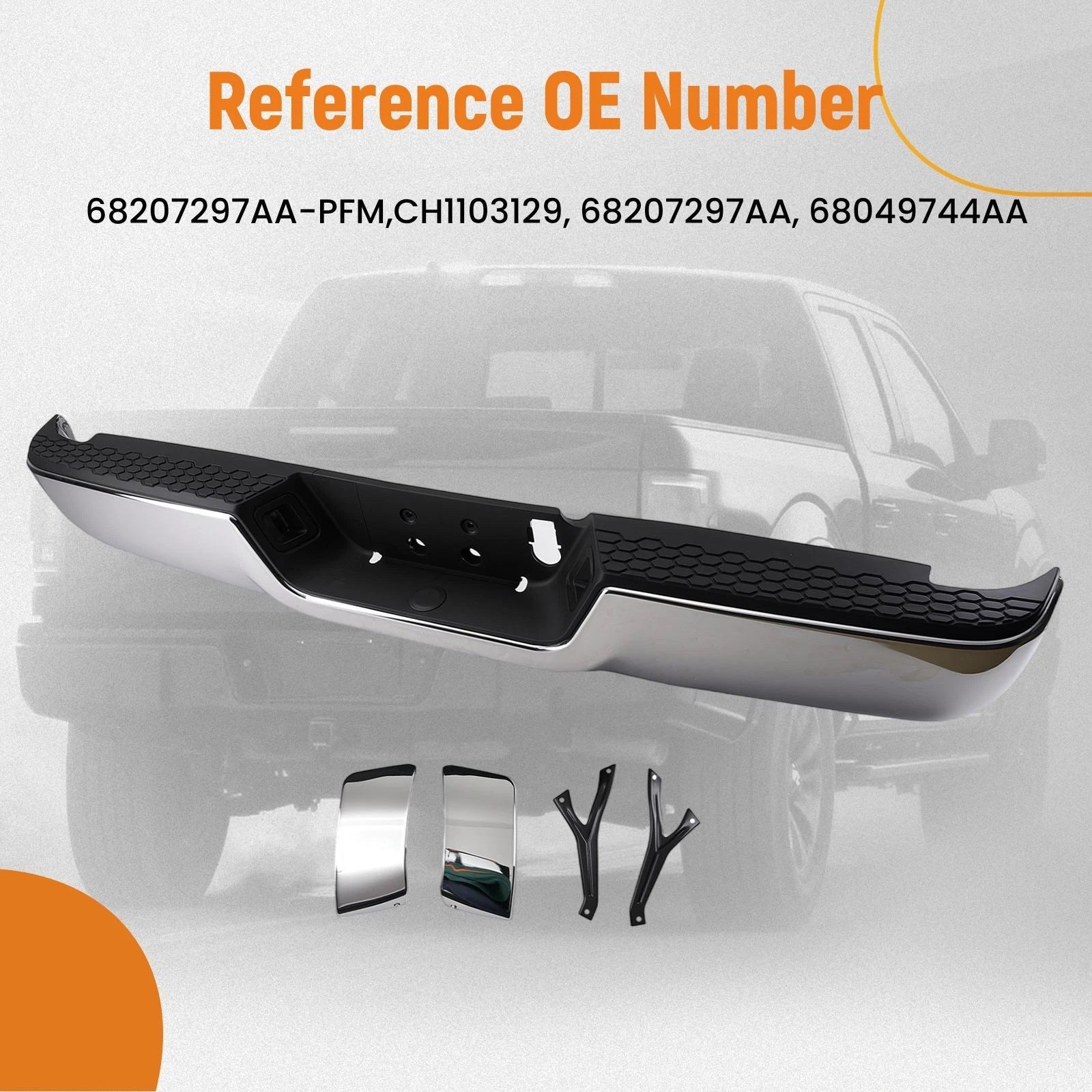 Chrome Plastic Rear Bumper for Ram 2500/3500 (2013–2018) CH1103129 68207297AA