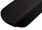 Leather Console Lid Armrest Cover for Ford Focus (2008–2011) Black Red Stitch