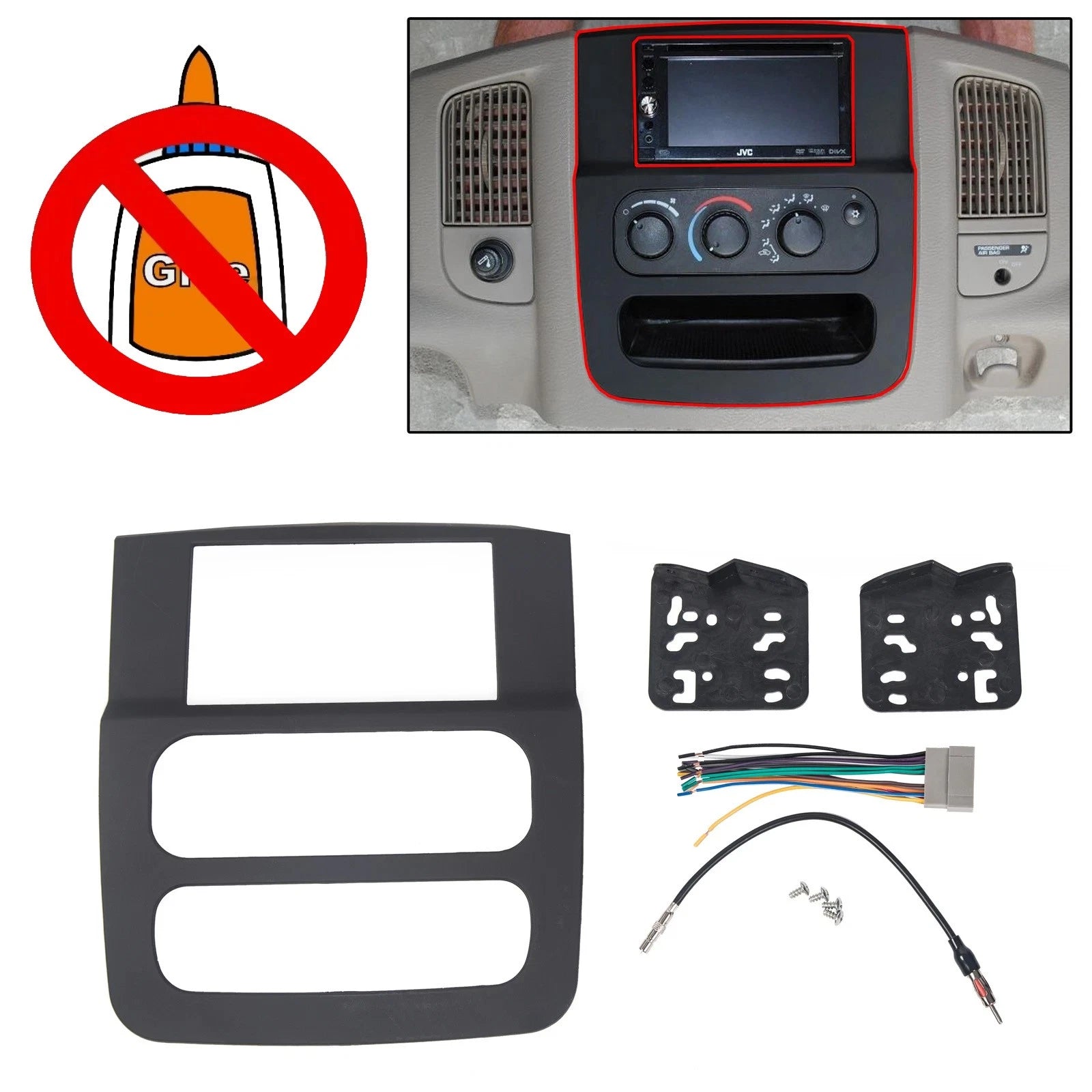 Double Din Install Dash Kit for Dodge Ram 1500 2500 3500 (2002–2005)
