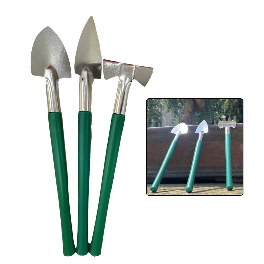 3-Piece Stainless Steel Gardening Tools Kit (Rake, Trowel, Shovel)
