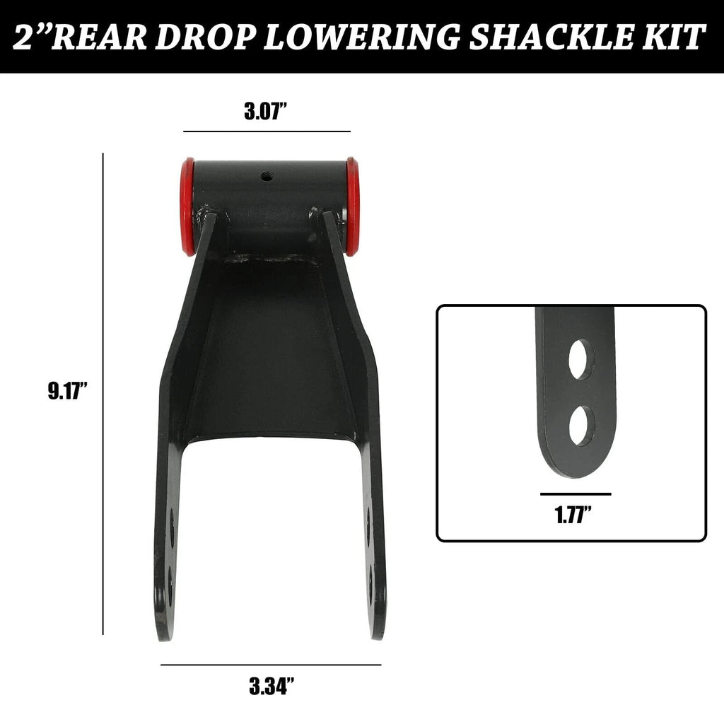 2 Rear Drop Shackles Kit for Chevy Silverado GMC Sierra 1500 C1500 (1988–2018)