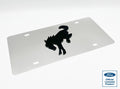 Chrome Metal License Plate Frame w/ 3D Bucking Bronco Logo for Ford Bronco (1966–2024)