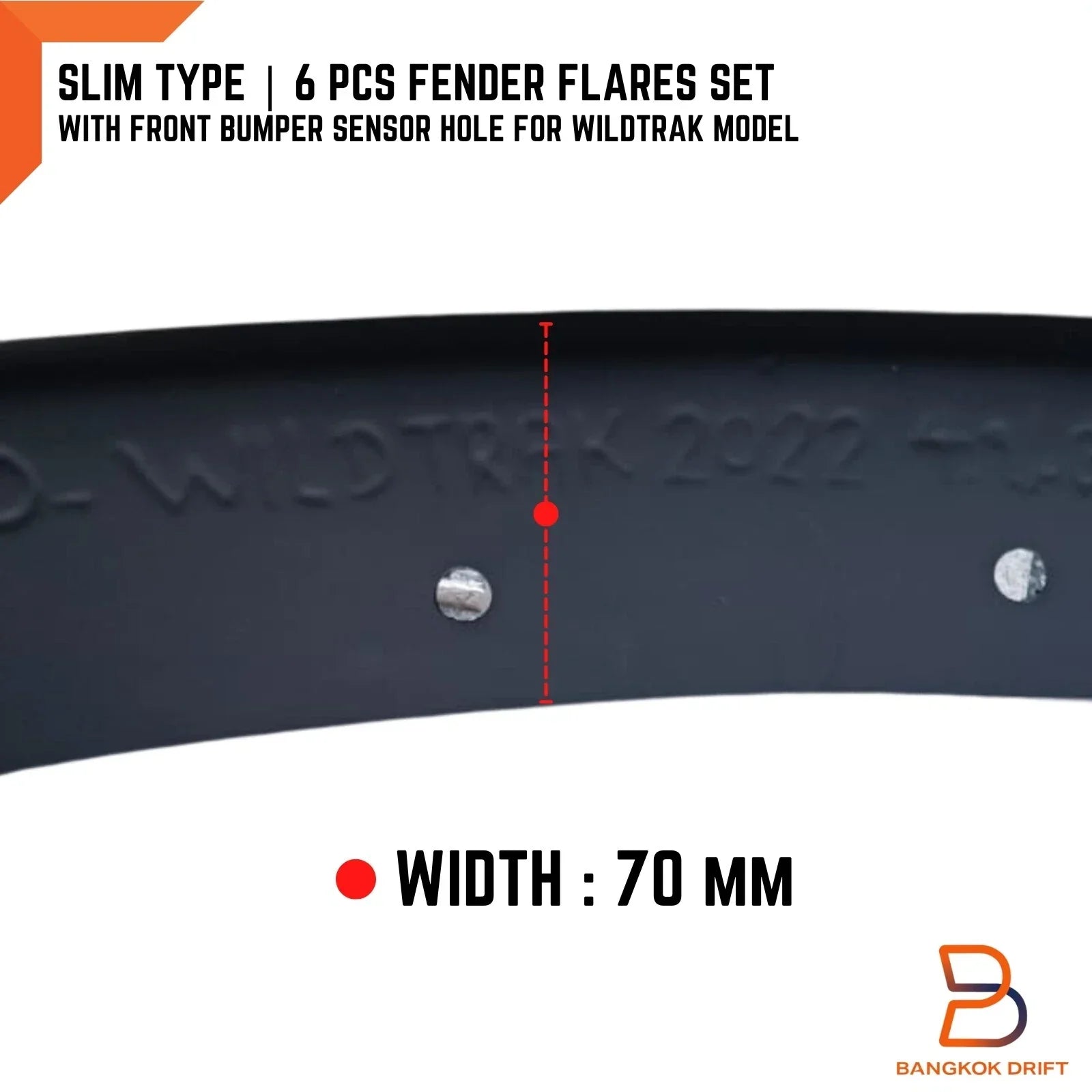 3" Front Sensor Fender Flares for Ford Ranger P703 Wildtrak (2022-2023)