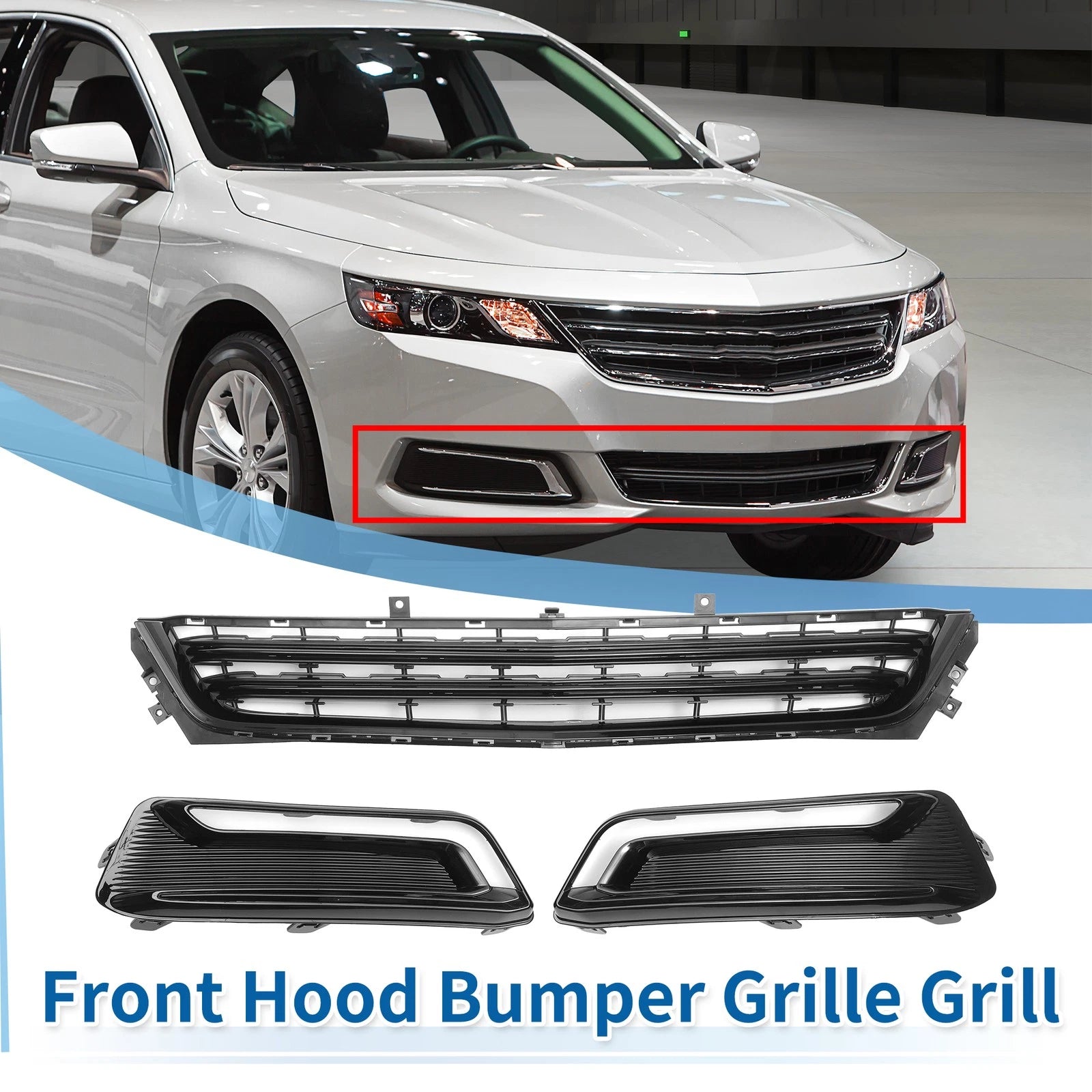 Set of 1 Front Lower Bumper Grille for Chevrolet Impala (2014–2020) Black