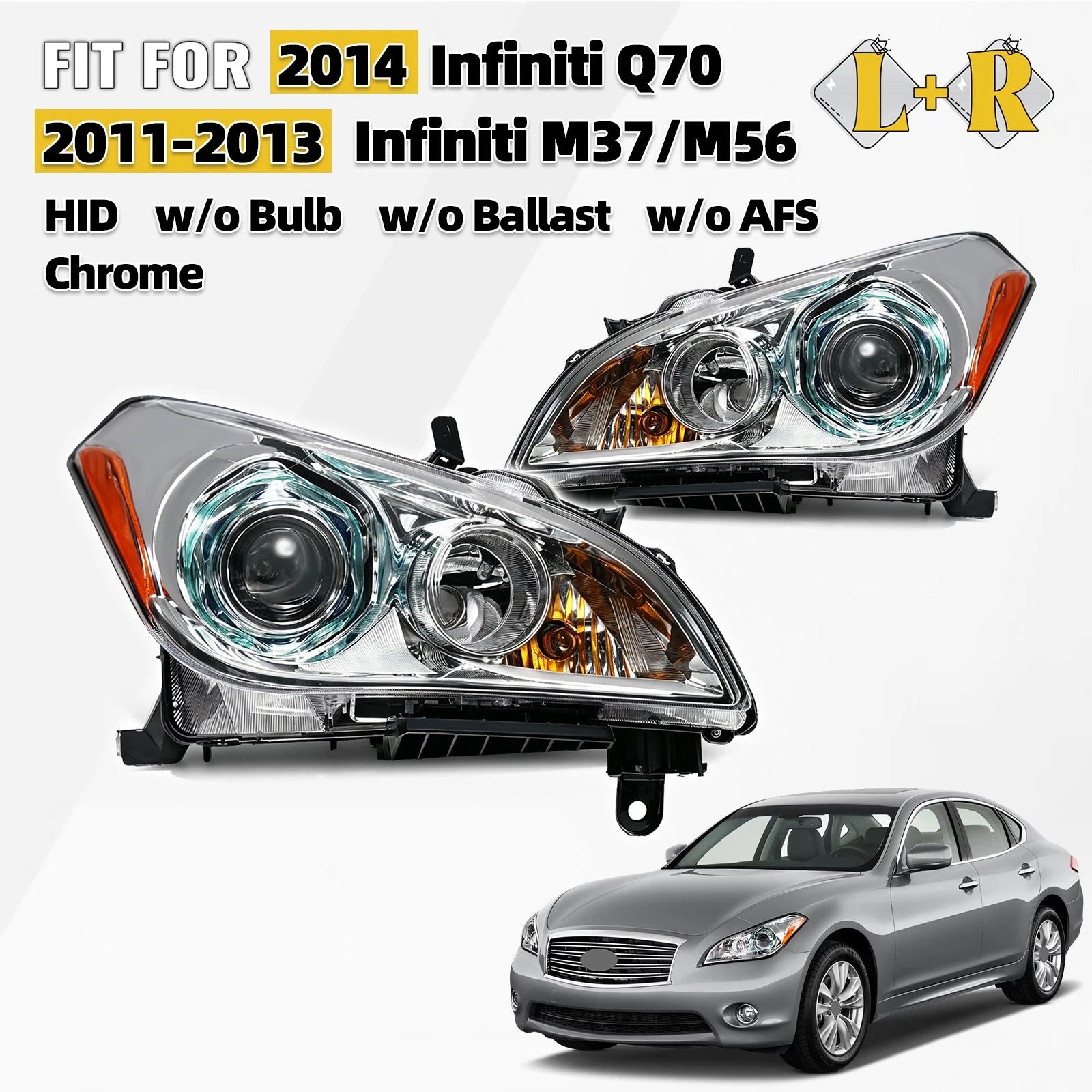 HID Headlight Set for Infiniti M37/Q70 (2011–2014) Left + Right Pair