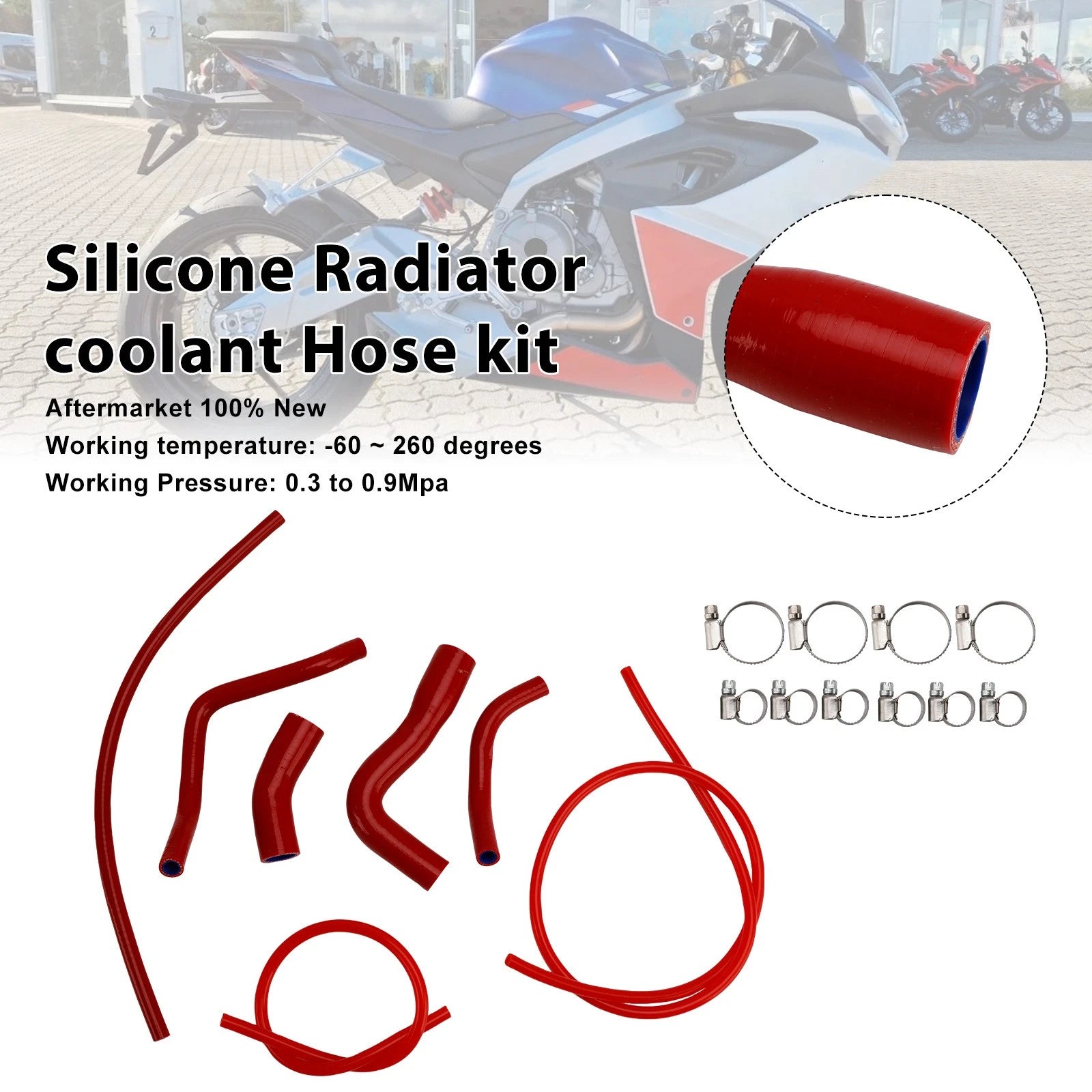 Silicone Radiator Coolant Hose for Aprilia RS 660 (2021–2025) Red#30