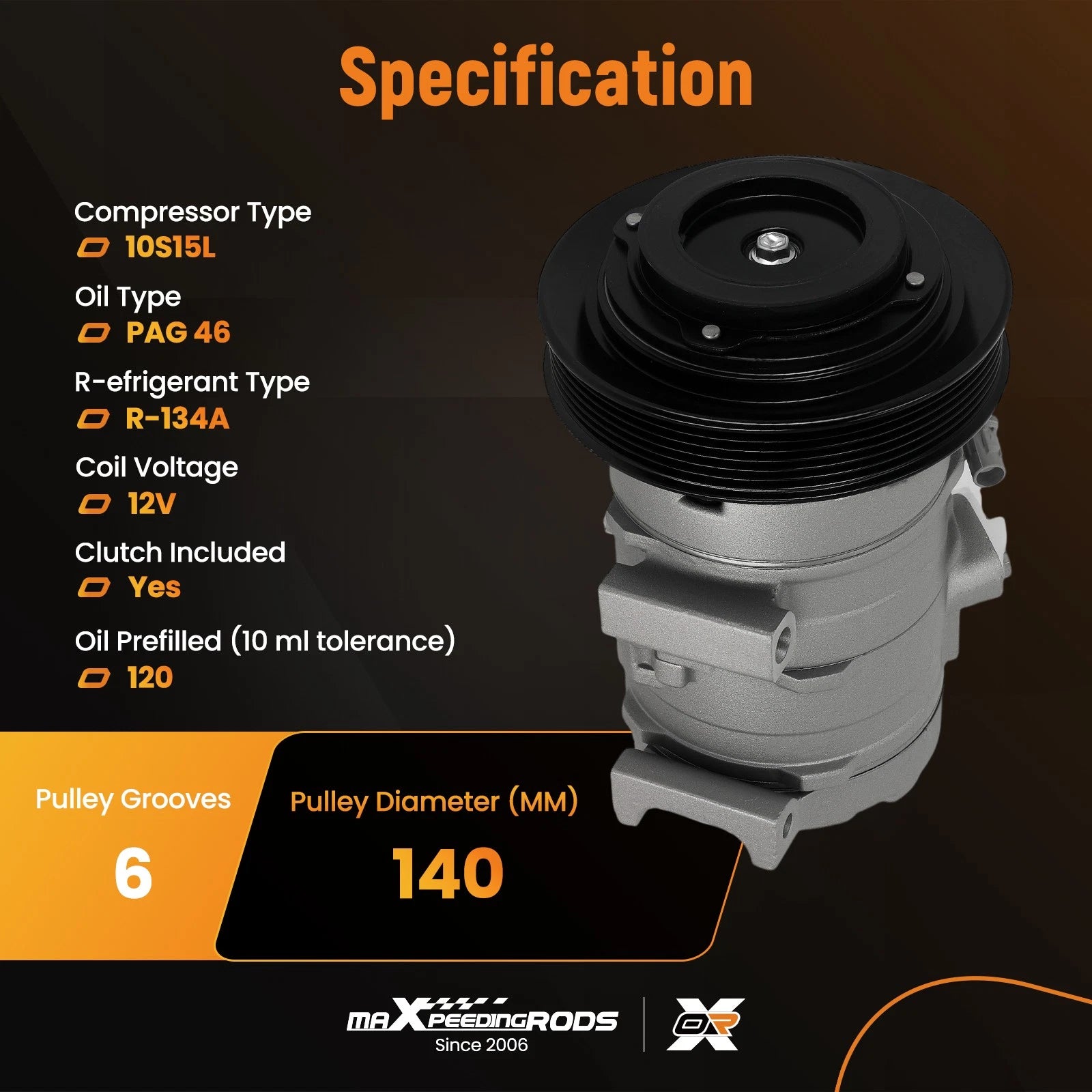 A/C Compressor for Toyota Corolla Matrix (2003–2008) CO27000C