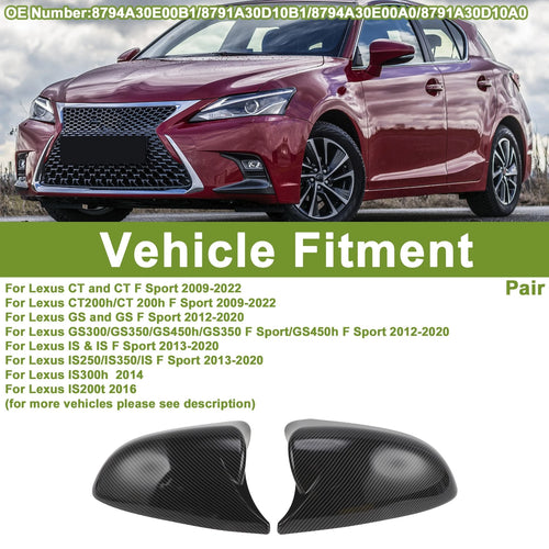 1 Pair ABS Mirror Cover Cap for Lexus CT/CT F Sport (2009–2022) 8794A30E00B1