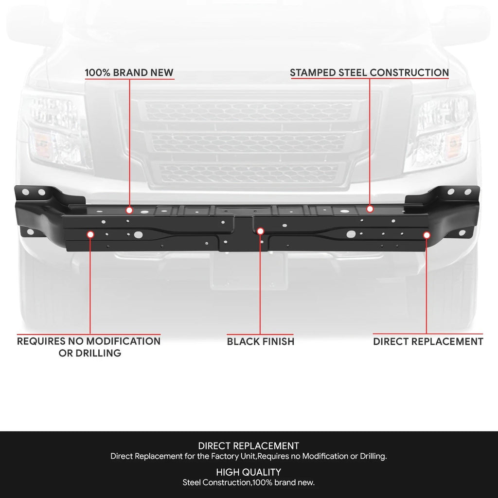 Front Painted Black Stamped Steel Lower Radiator Support for Nissan Titan (2017–2024)