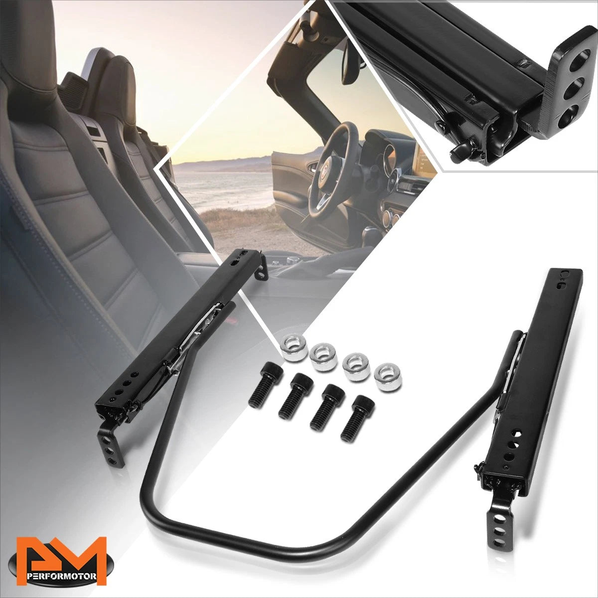Heavy Duty Steel Powdercoated Bucket Seat Mount Slider Universal