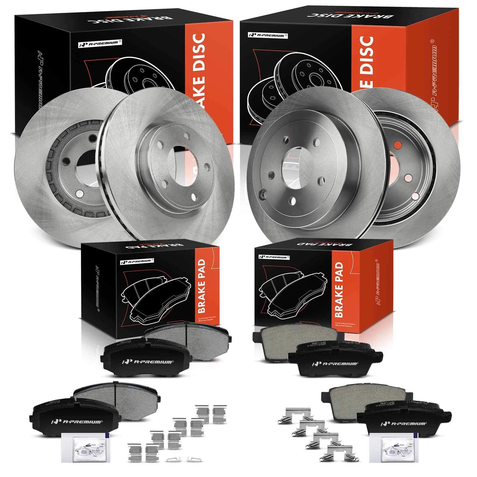 Set of 4 Disc Brake Rotors & Ceramic Pads for Ford Edge (2007–2009)