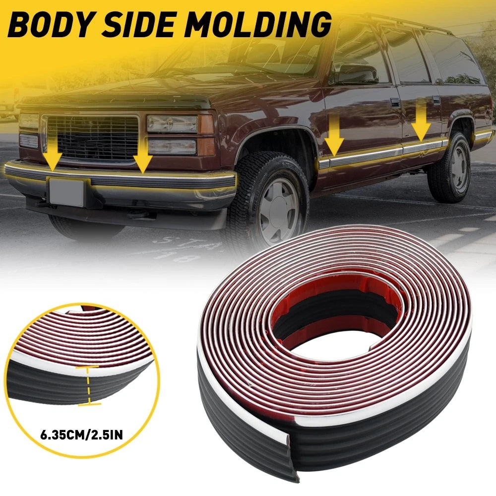 2X Black Side Body Trim Molding Protector for Chevy GMC Pickup Truck