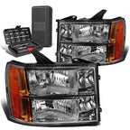 Set of 2 Chrome Amber Signal Headlight Lamps for GMC Sierra 1500 (2007–2013)
