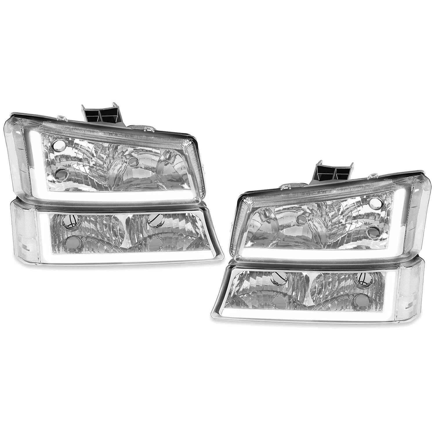Set of 2 LED Headlights & Bumper Lights for Chevy Silverado 1500 2500 3500 (2003–2006)