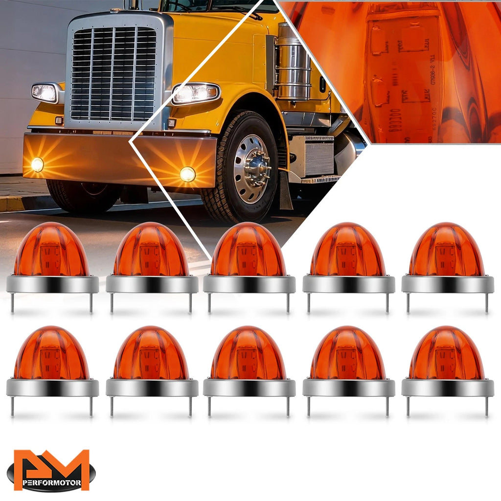 10x Amber Lens LED Side Marker Lights for Truck Trailer