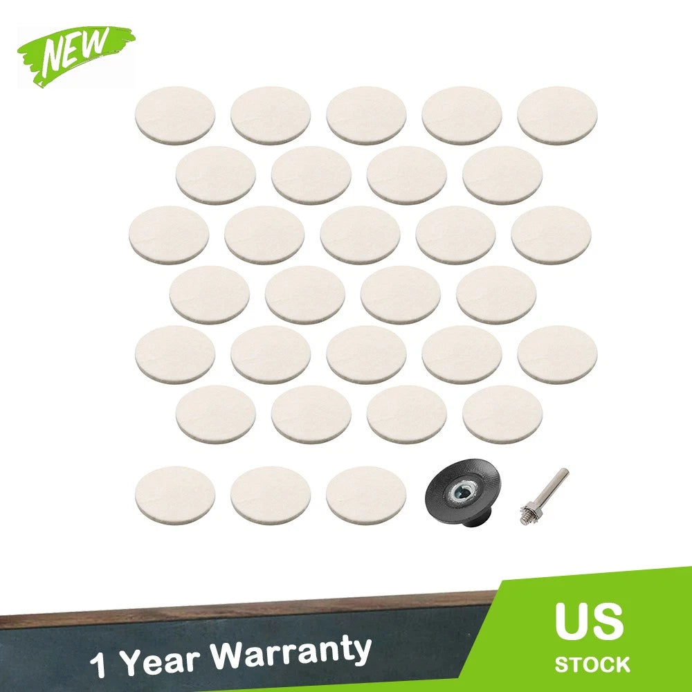Set of 30 Wool Polishing Buffing Pads for Automotive Detailing (2 Inch)