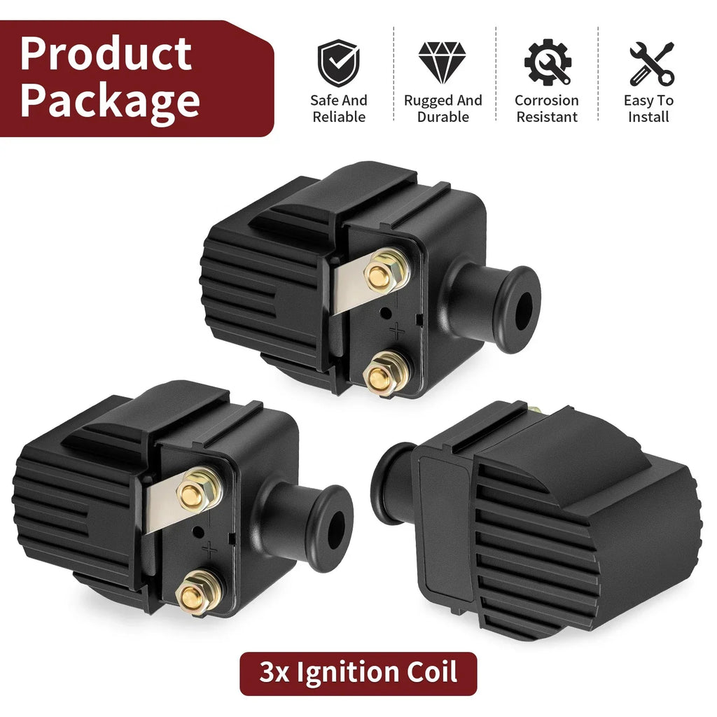 Ignition Coils 3-Pack for Mercury Outboard 25Hp 25 Hp Engine (1980–2006)