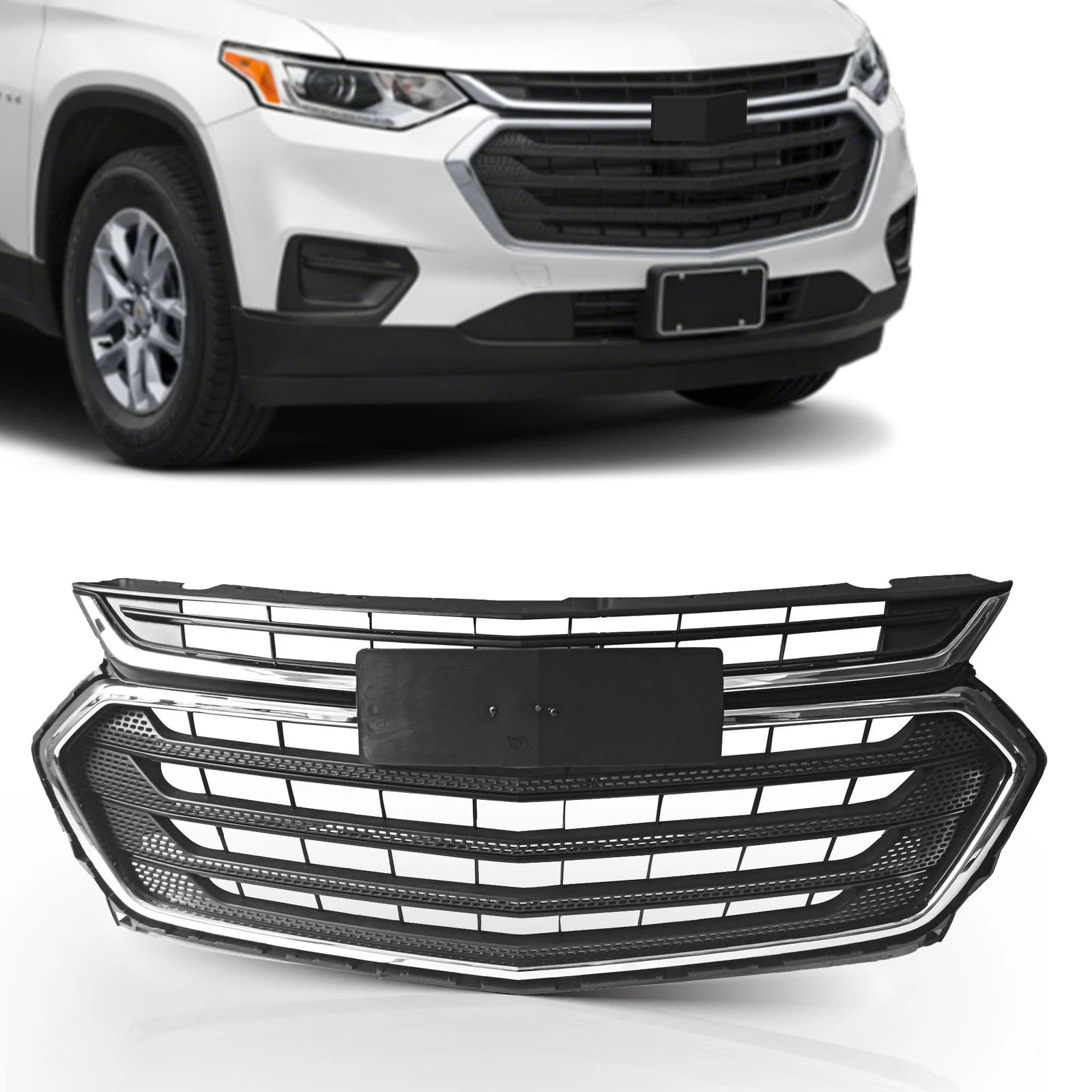 Black Chrome Front Bumper Grille for Chevrolet Traverse (2018–2021)