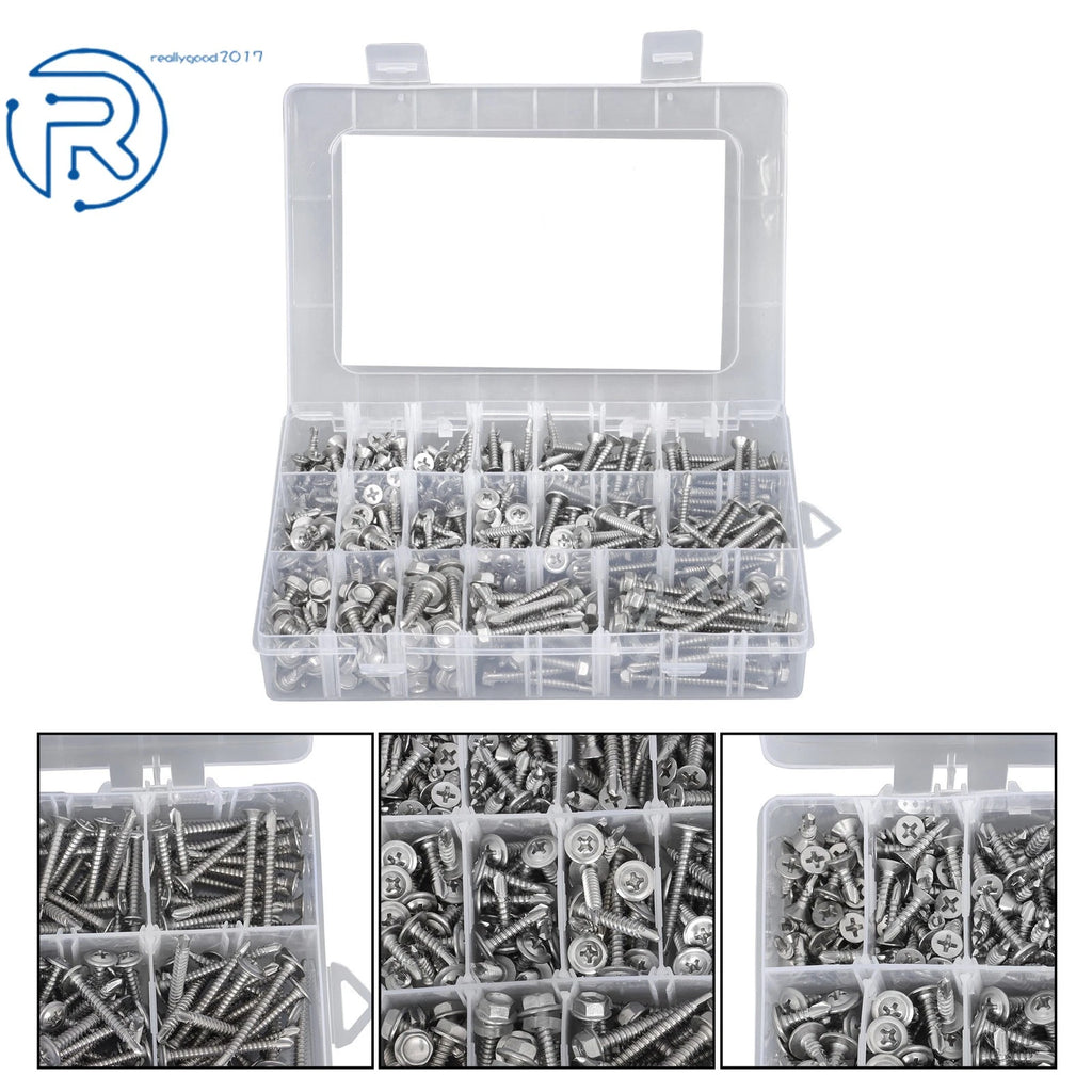 Set of 100 Stainless Steel Self-Drilling Screws Assortment Kits