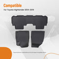 3Pcs Floor Mats for Toyota Highlander (2014–2019) TPE All Weather Black