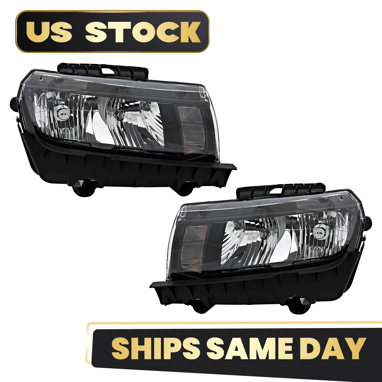 Halogen Headlight Set for Chevrolet Camaro (2014–2015) w/ Bulb Right+Left Pair