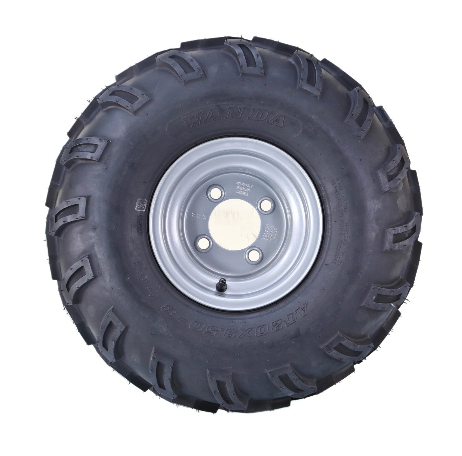 Set of 4 Wanda ATV Golf Cart Tires & Wheels 20X9.5-8 4PR 4x4" Silver Wheel