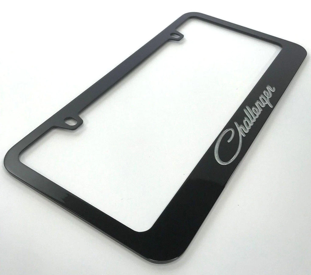 License Plate Frame for Dodge Challenger (Black with Silver Logo)