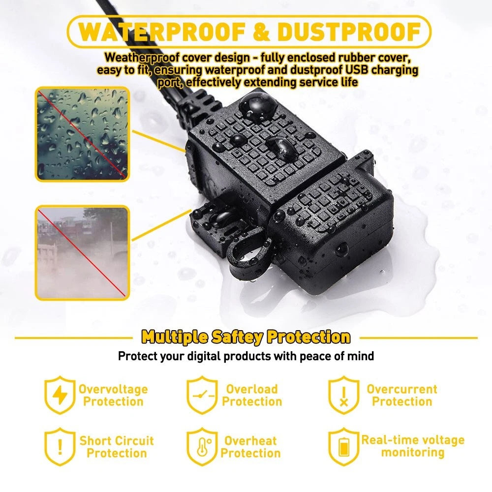 SAE to USB Adapter for Motorcycle (Waterproof, 2.1A)