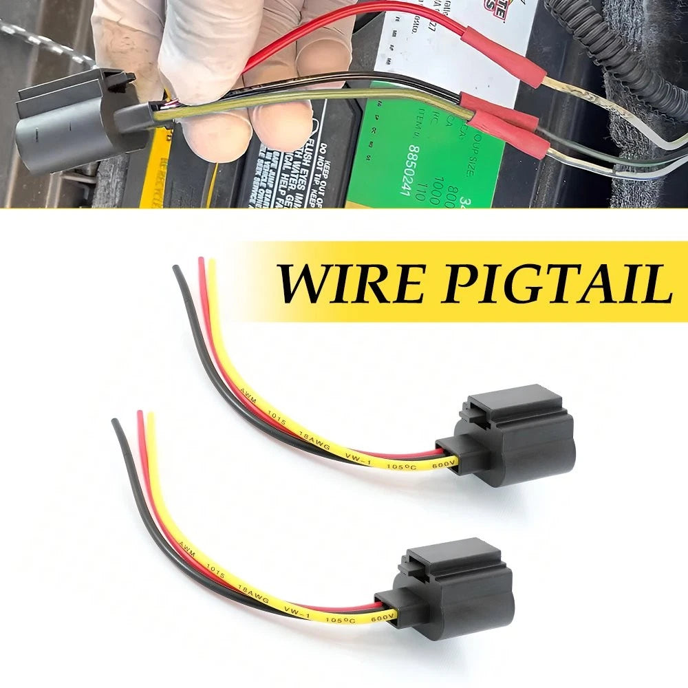 2X 9008 H13 H13LL Socket Adapter Wiring Harness Pigtail Connector for