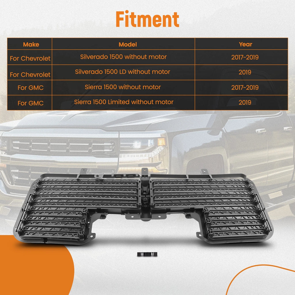 Front Grille Shutter for GMC Sierra 1500 (2017–2019) W/O Motor 84363184