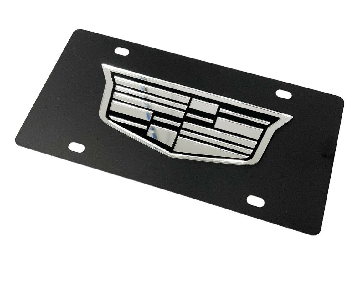 Vanity License Plate Black Stainless with Chrome Cadillac Logo for Cadillac (2009–2019)