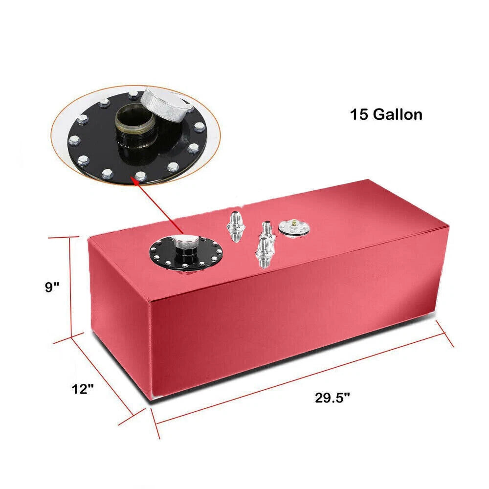 15 Gallon Aluminum Fuel Cell Gas Tank with Cap & Level Sender for Universal