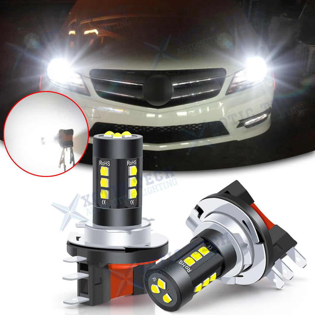 2x Xenon White H15 LED Bulbs for Mercedes CLA-Class (2013–2019)
