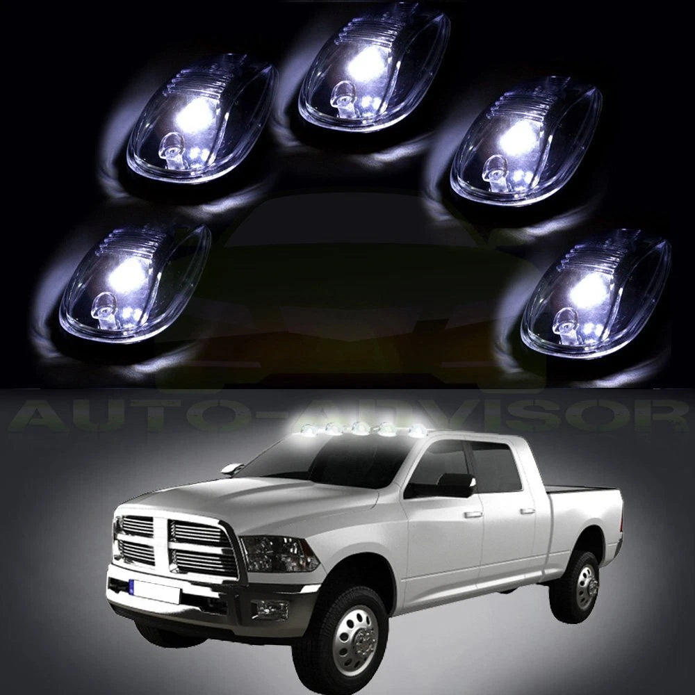 5X Clear Cab Marker Roof Running Lights for Dodge Ram 3500 (2012–2016)