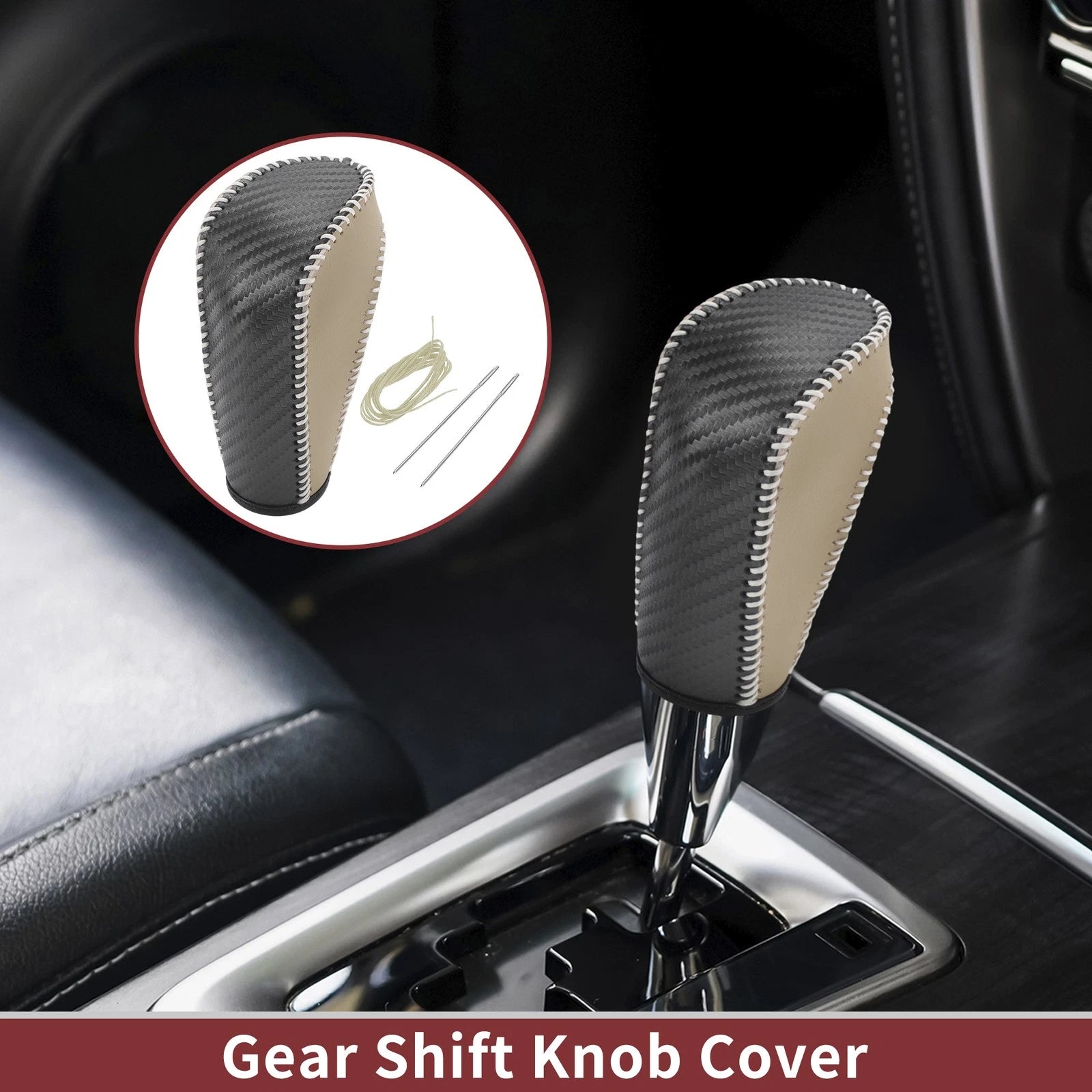 1 Pc Gear Shift Knob Cover for Ford Fiesta (2009–2012) Black Beige