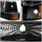 Headlight Bumper Lamps Set for Ford F150/F250/F350 (1992–1996) Black Amber